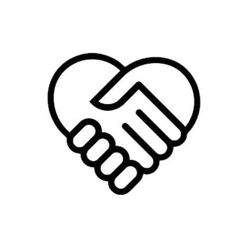poignée de mains en forme de coeur